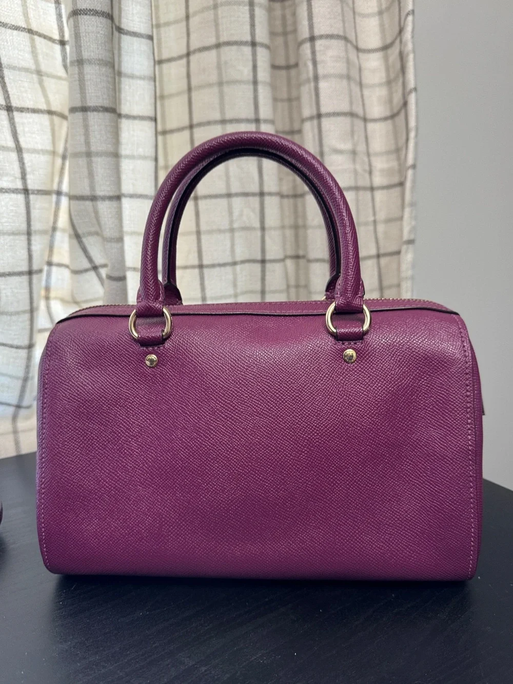 Coach Rowan Leather Satchel Black Cherrry